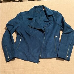 Chico's Teal Suede Blue Jacket- NEW Never worn